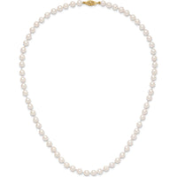 14K Yellow Gold 18" Necklace with 5-6mm White Akoya Cultured Pearls - Polished Finish by Monteluci Fine Jewelry