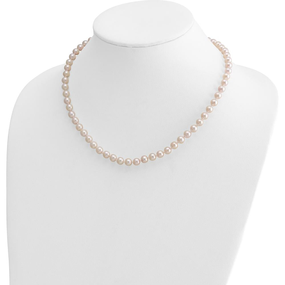 14K Yellow Gold 18" Necklace with 6-7mm White Round Akoya Cultured Pearls by Monteluci Fine Jewelry