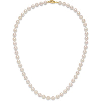 14K Yellow Gold 18" Necklace with 7-8mm Round White Akoya Saltwater Cultured Pearls by Monteluci Fine Jewelry