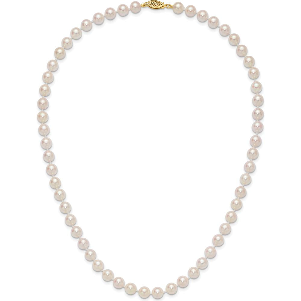 14K Yellow Gold 18" Necklace with 7-8mm Round White Akoya Saltwater Cultured Pearls by Monteluci Fine Jewelry