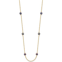 14K Yellow Gold 18" Necklace with 9 Black Near-Round Freshwater Cultured Pearls - 5-6mm by Monteluci Fine Jewelry