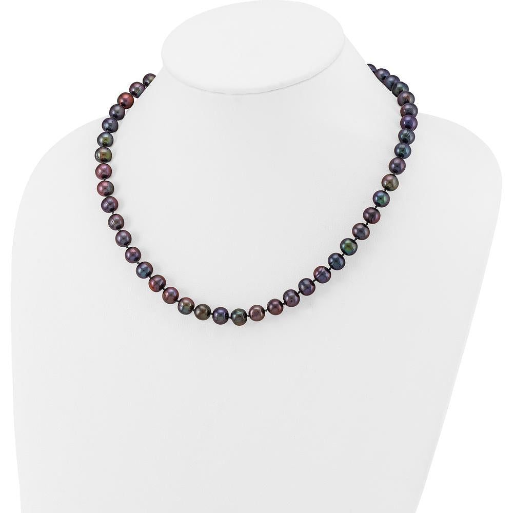 14K Yellow Gold 18" Necklace with Black Freshwater Cultured Pearls - 56 Near-Round Pearls (8-9mm) by Monteluci Fine Jewelry