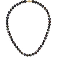 14K Yellow Gold 18" Necklace with Black Freshwater Cultured Pearls - 56 Near-Round Pearls (8-9mm) by Monteluci Fine Jewelry