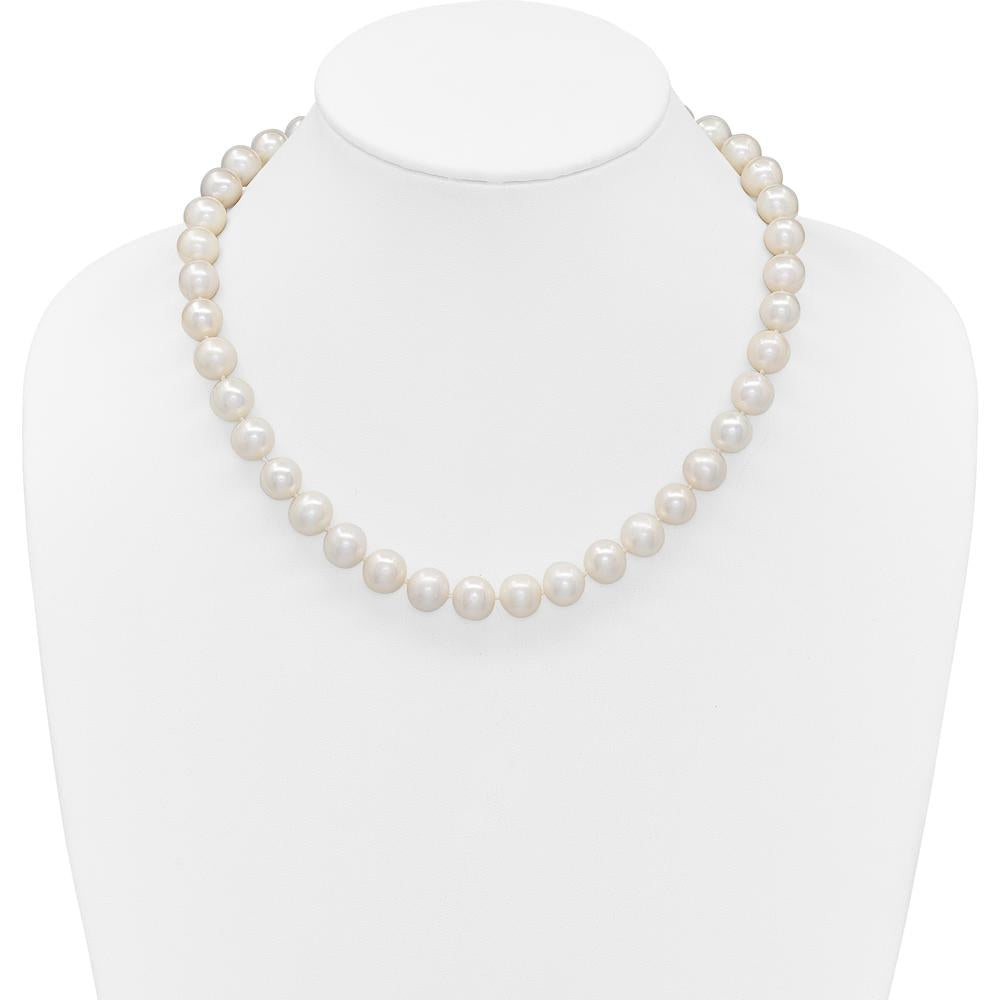 14K Yellow Gold 18" Necklace with Near-Round 10-11mm White Freshwater Cultured Pearls by Monteluci Fine Jewelry