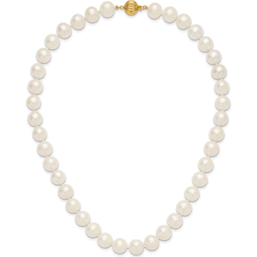 14K Yellow Gold 18" Necklace with Near-Round 10-11mm White Freshwater Cultured Pearls by Monteluci Fine Jewelry