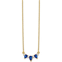 14K Yellow Gold 18" Necklace with Pear Sapphire and Round Diamonds - 0.42 Carat Total Sapphire Weight, 0.06 Carat Total Diamond Weight by Lumare Gioia
