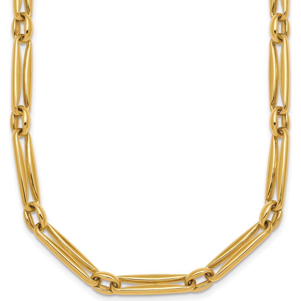 14K Yellow Gold 18" Necklace with Polished 5mm Fancy Long and Round Links by 0