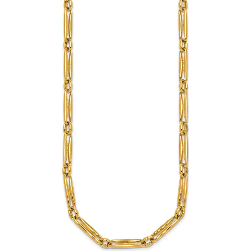 14K Yellow Gold 18" Necklace with Polished 5mm Fancy Long and Round Links by 0