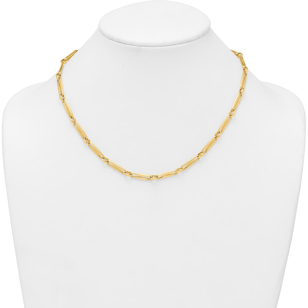 14K Yellow Gold 18" Necklace with Polished 5mm Fancy Long and Round Links by 0