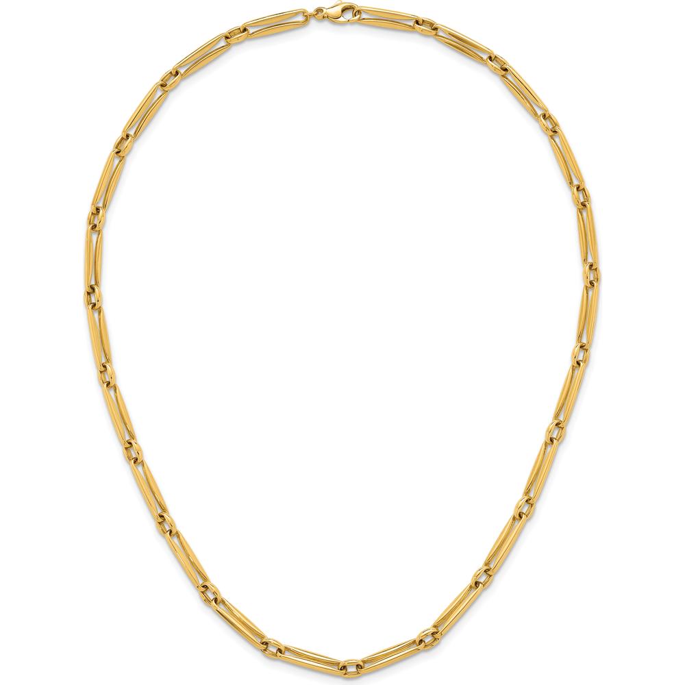 14K Yellow Gold 18" Necklace with Polished 5mm Fancy Long and Round Links by 0
