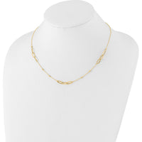14K Yellow Gold 18" Necklace with Polished Oval Links and Diamond-Cut Bead Stations by 0