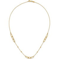 14K Yellow Gold 18" Necklace with Polished Oval Links and Diamond-Cut Bead Stations by 0