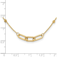 14K Yellow Gold 18" Necklace with Polished Oval Links and Diamond-Cut Bead Stations by 0