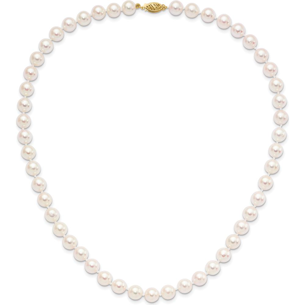 14K Yellow Gold 18" Necklace with Round Akoya Saltwater Cultured Pearls - 8-9mm by Monteluci Fine Jewelry