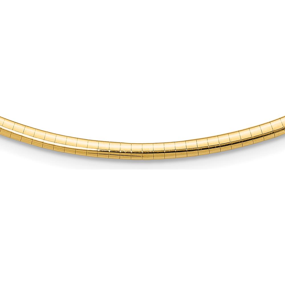 14K Yellow Gold 18" Omega Necklace with Polished Domed Profile - 3mm Width by Oro Pregiato