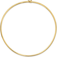 14K Yellow Gold 18" Omega Necklace with Polished Domed Profile - 3mm Width by Oro Pregiato