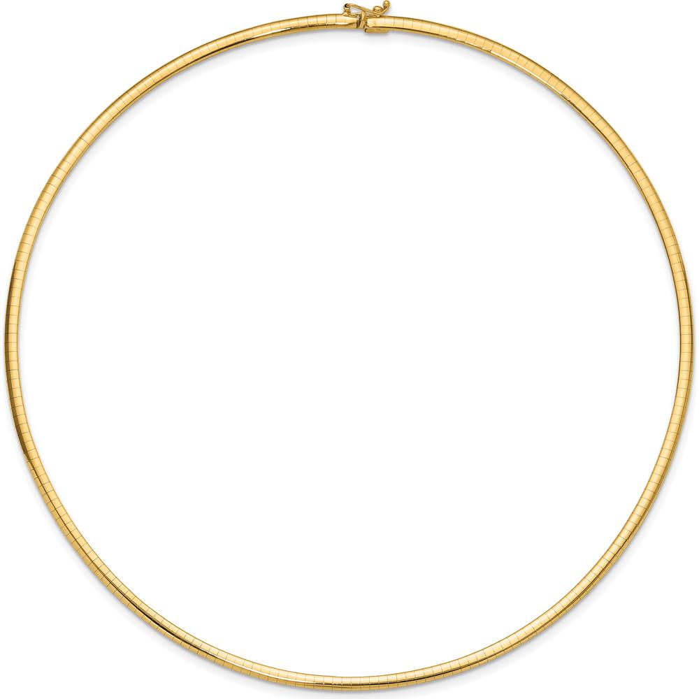 14K Yellow Gold 18" Omega Necklace with Polished Domed Profile - 3mm Width by Oro Pregiato