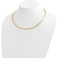 14K Yellow Gold 18" Omega Necklace with Polished Domed Profile - 3mm Width by Oro Pregiato
