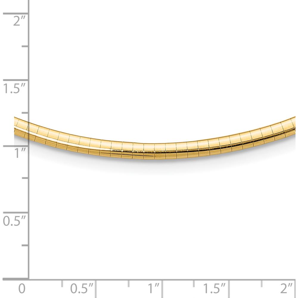 14K Yellow Gold 18" Omega Necklace with Polished Domed Profile - 3mm Width by Oro Pregiato