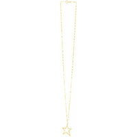 14K Yellow Gold 18" Open Star Pendant Necklace by Orozza Fine Jewelry