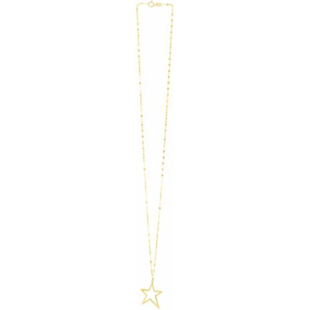 14K Yellow Gold 18" Open Star Pendant Necklace by Orozza Fine Jewelry