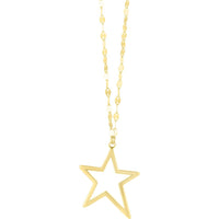14K Yellow Gold 18" Open Star Pendant Necklace by Orozza Fine Jewelry