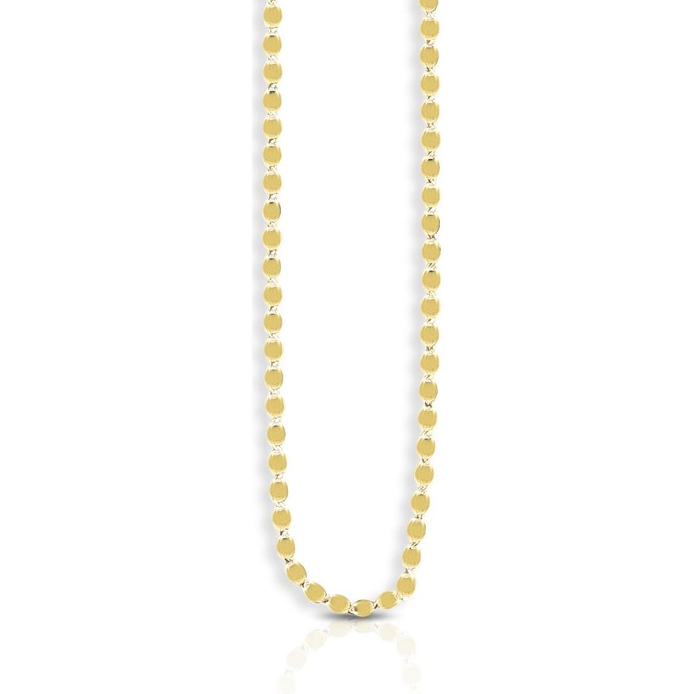 14K Yellow Gold 18" Oval Mirror Link Chain Necklace with Lobster Lock - 2.2mm by Orozza Fine Jewelry