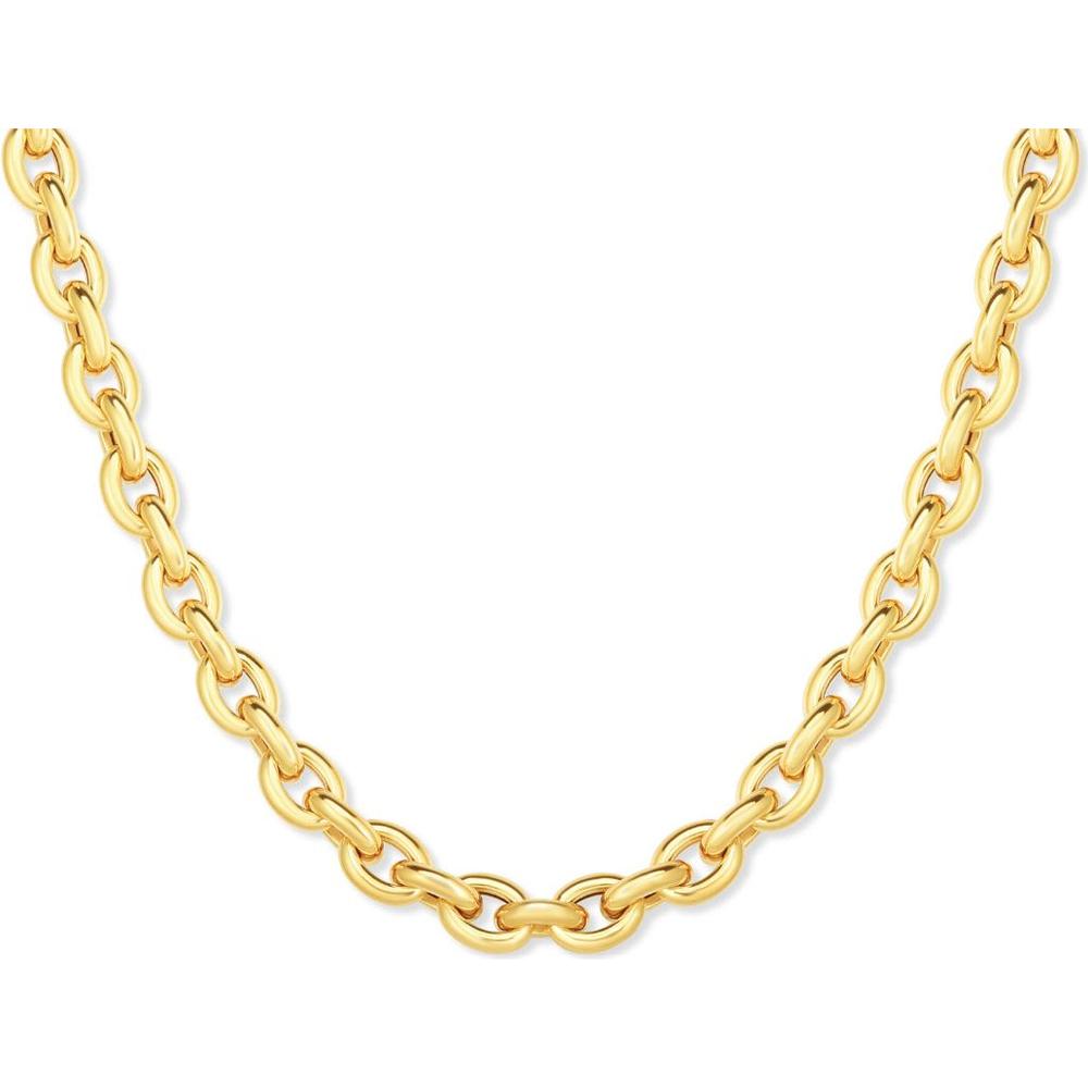 14K Yellow Gold 18" Oval Rolo Inspired Fancy Link Chain with Polished Finish by Orozza Fine Jewelry