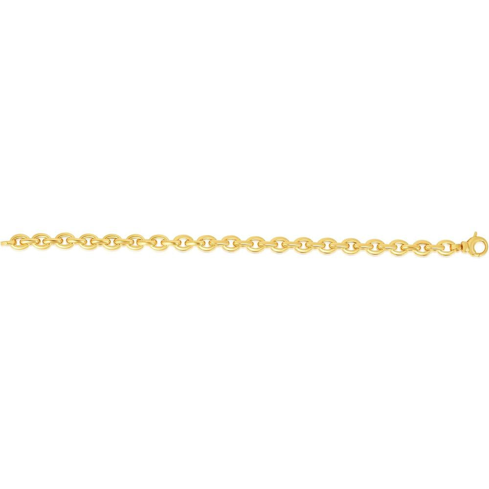 14K Yellow Gold 18" Oval Rolo Inspired Fancy Link Chain with Polished Finish by Orozza Fine Jewelry