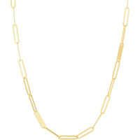 14K Yellow Gold 18" Paperclip Bar Fashion Chain with Polished Links by Orozza Fine Jewelry