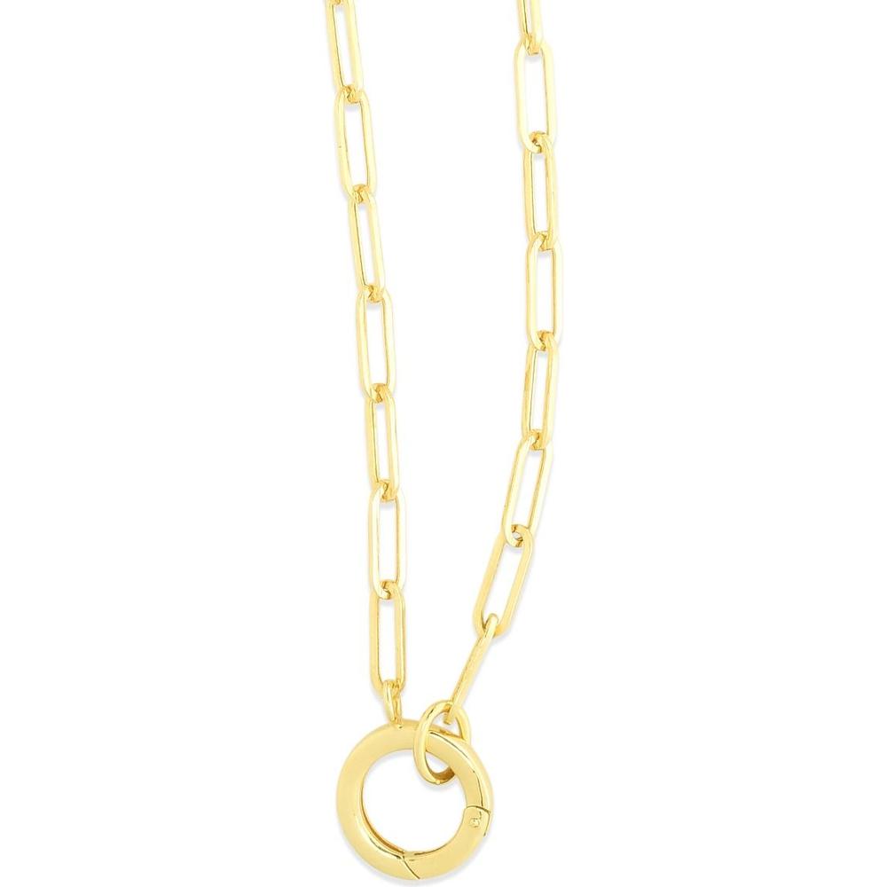 14K Yellow Gold 18" Paperclip Chain Necklace with Invisible Clasp - 3.2mm by Orozza Fine Jewelry