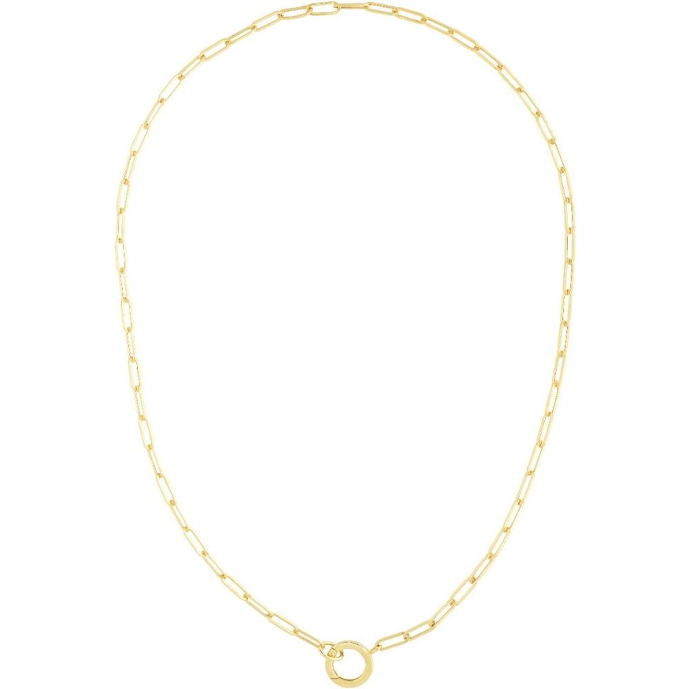 14K Yellow Gold 18" Paperclip Chain Necklace with Invisible Clasp - 3.2mm by Orozza Fine Jewelry