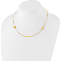 14K Yellow Gold 18" Paperclip Link Necklace with Circles and Bar Accents by 0