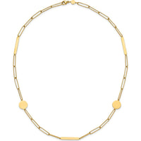 14K Yellow Gold 18" Paperclip Link Necklace with Circles and Bar Accents by 0