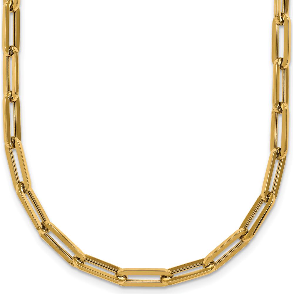 14K Yellow Gold 18" Paperclip Link Necklace with Polished 4mm Fancy Lobster Clasp by 0