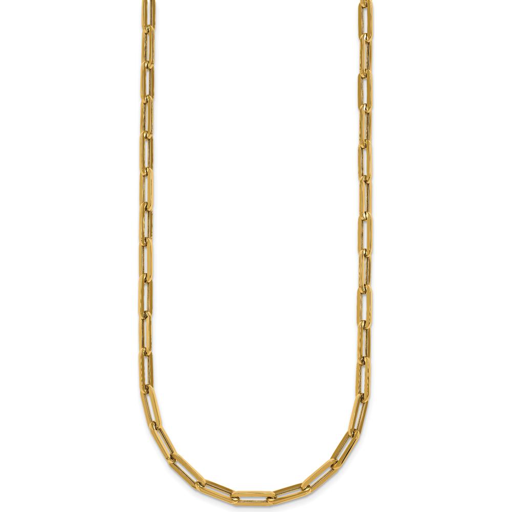 14K Yellow Gold 18" Paperclip Link Necklace with Polished 4mm Fancy Lobster Clasp by 0