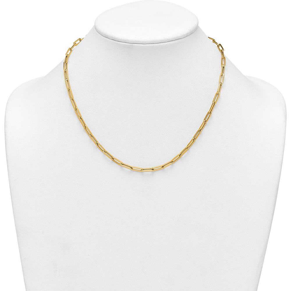 14K Yellow Gold 18" Paperclip Link Necklace with Polished 4mm Fancy Lobster Clasp by 0