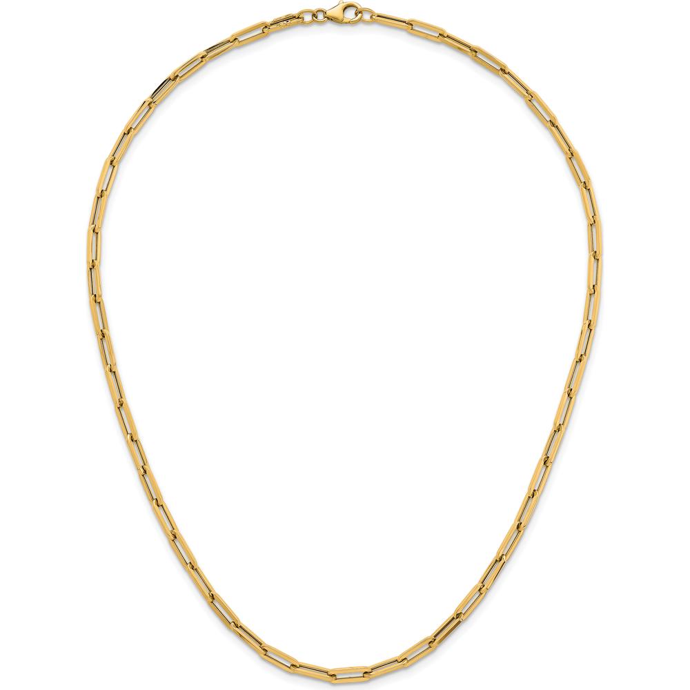 14K Yellow Gold 18" Paperclip Link Necklace with Polished 4mm Fancy Lobster Clasp by 0