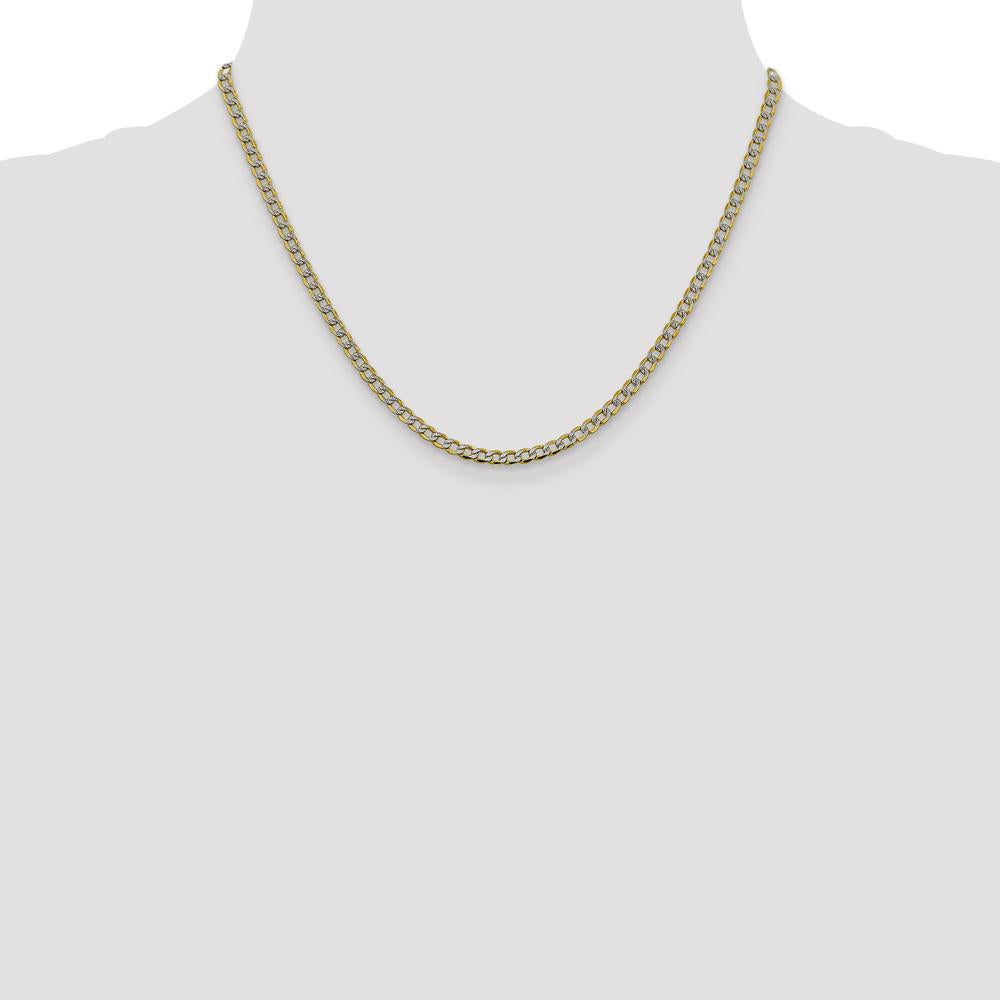 14K Yellow Gold 18" Pavé Curb Chain with Rhodium Accents - 3.4mm Width by Oro Pregiato