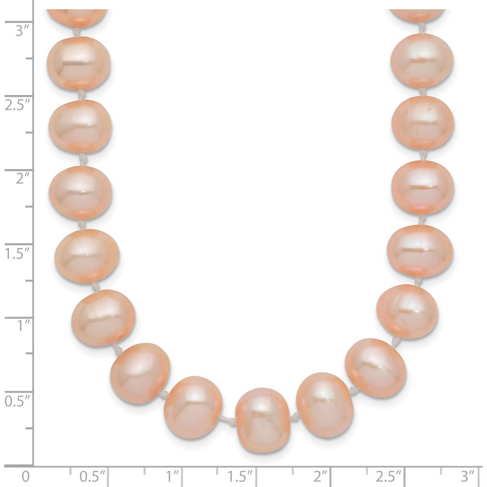 14K Yellow Gold 18" Pink Freshwater Cultured Pearl Necklace with Near-Round 8-9mm Pearls and Pearl Clasp by Monteluci Fine Jewelry
