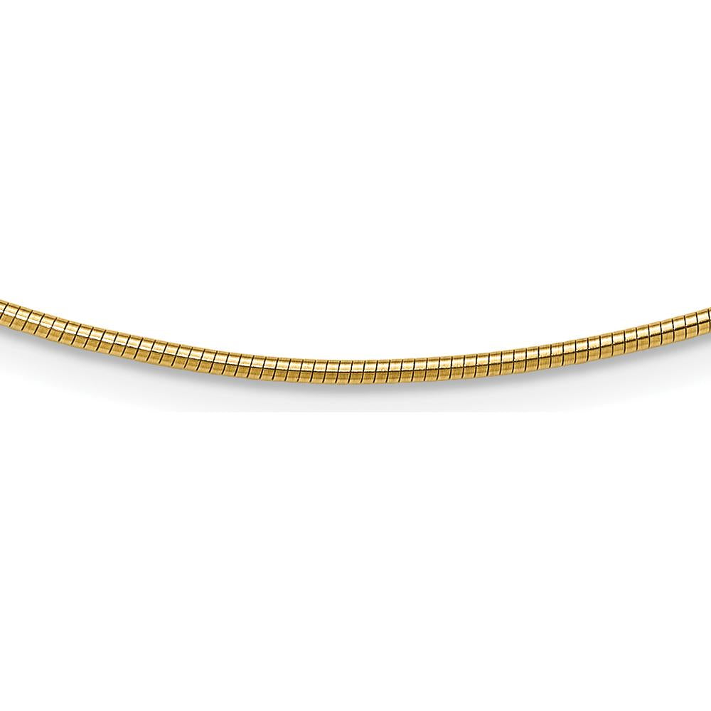 14K Yellow Gold 18" Polished 1.4mm Round Omega Necklace with Lobster Clasp by Oro Pregiato