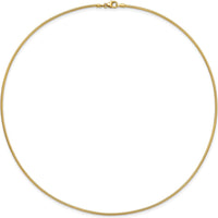 14K Yellow Gold 18" Polished 1.4mm Round Omega Necklace with Lobster Clasp by Oro Pregiato