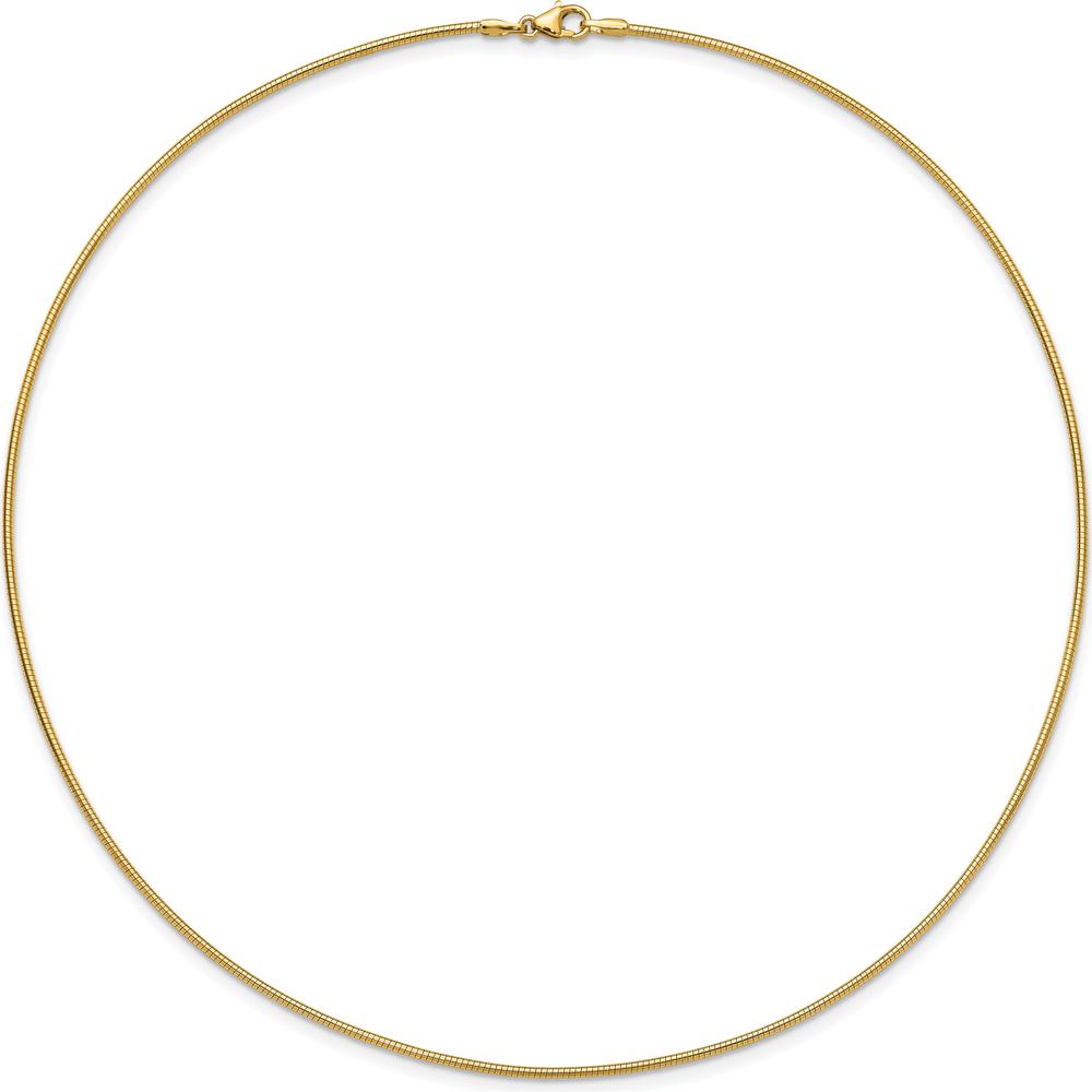 14K Yellow Gold 18" Polished 1.4mm Round Omega Necklace with Lobster Clasp by Oro Pregiato