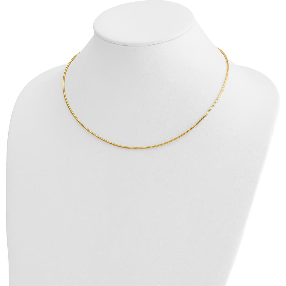 14K Yellow Gold 18" Polished 1.4mm Round Omega Necklace with Lobster Clasp by Oro Pregiato