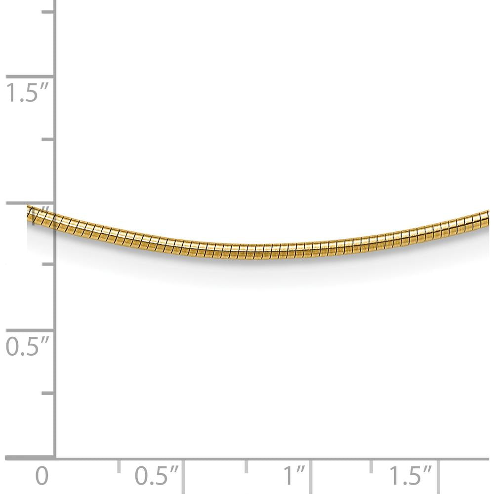 14K Yellow Gold 18" Polished 1.4mm Round Omega Necklace with Lobster Clasp by Oro Pregiato