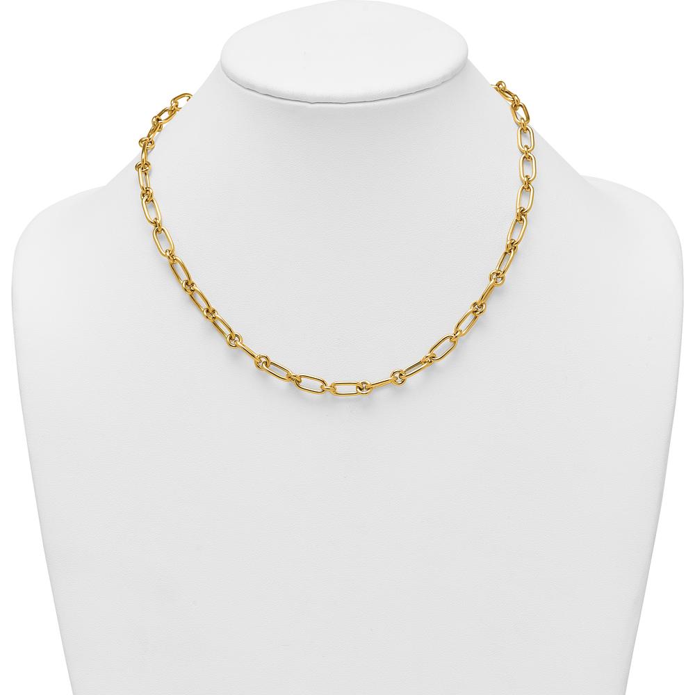 14K Yellow Gold 18" Polished 6mm Oval and Circle Link Necklace by 0