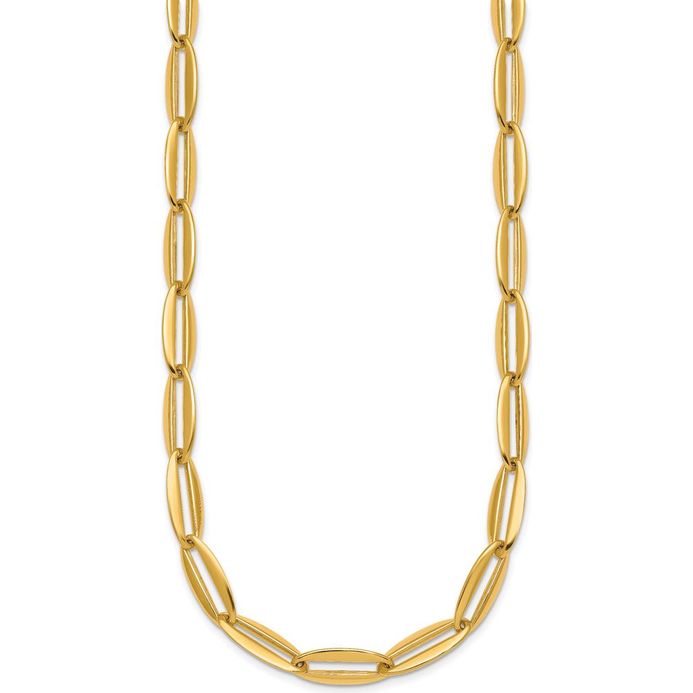 14K Yellow Gold 18" Polished 7mm Long Oval Link Necklace by 0