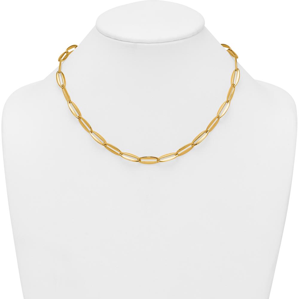 14K Yellow Gold 18" Polished 7mm Long Oval Link Necklace by 0