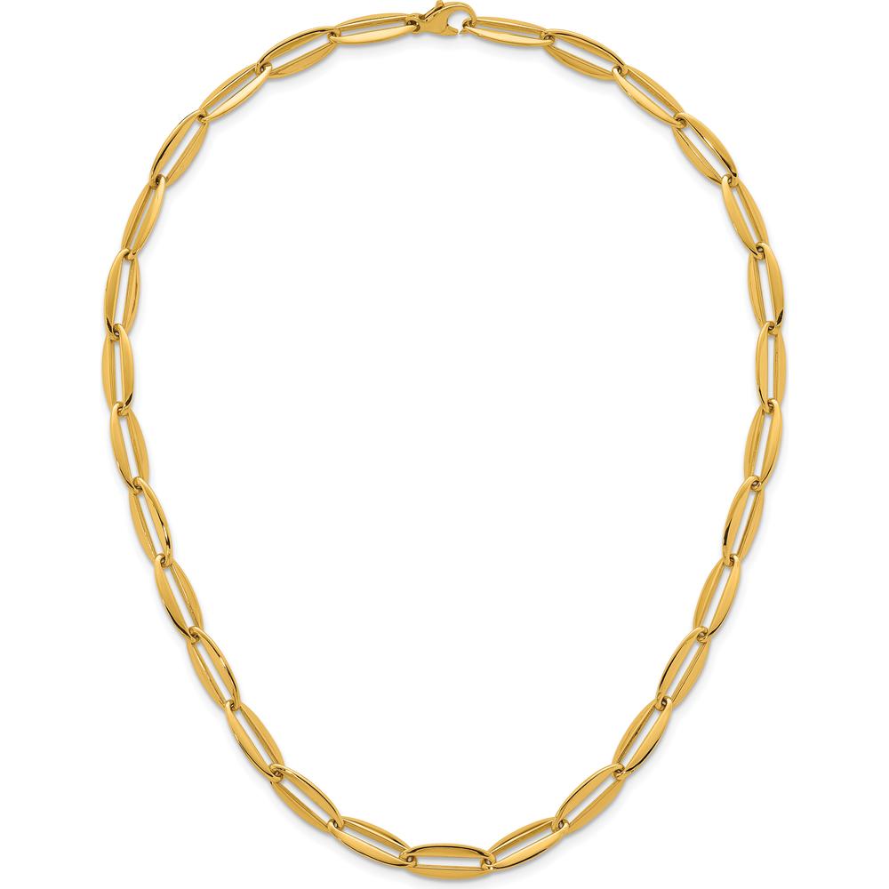 14K Yellow Gold 18" Polished 7mm Long Oval Link Necklace by 0