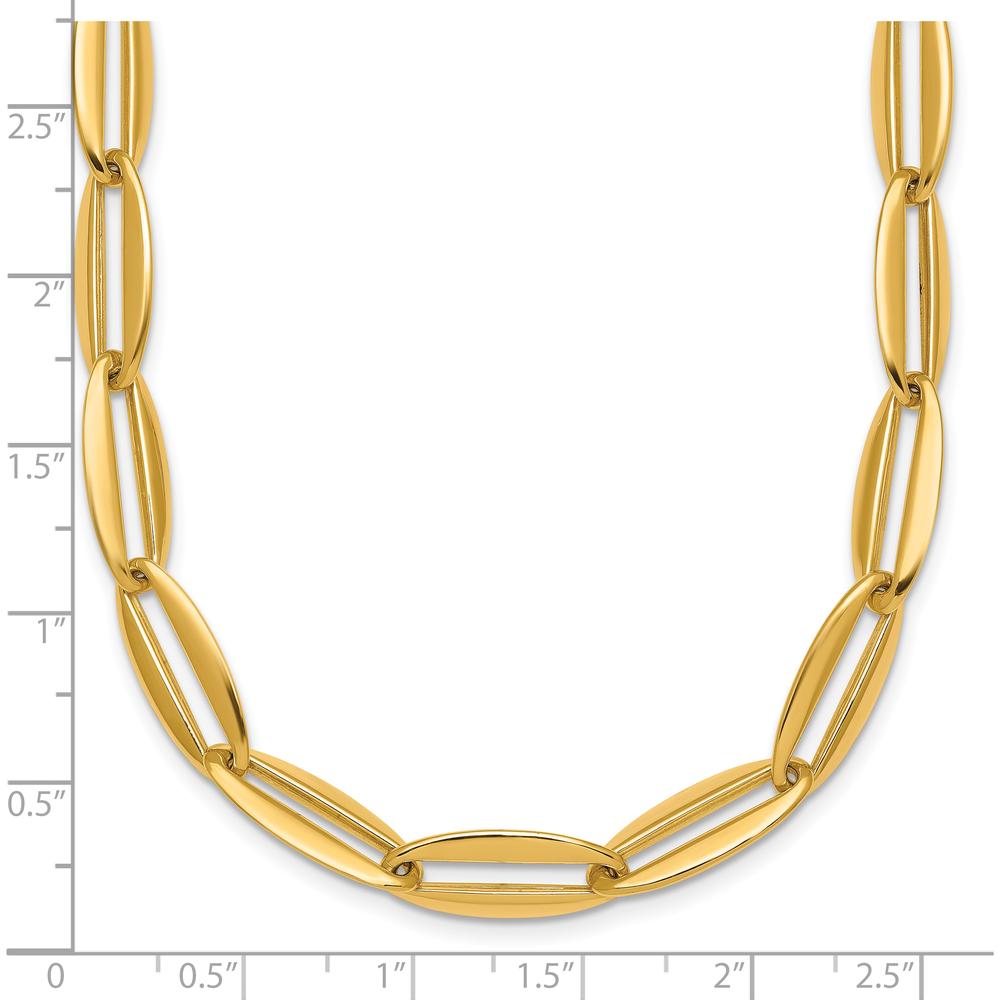 14K Yellow Gold 18" Polished 7mm Long Oval Link Necklace by 0
